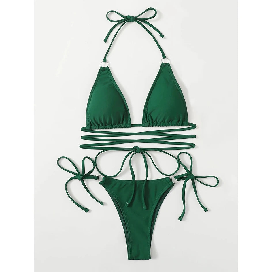 Criss Cross Bandage Micro Bikini Set - Image 6