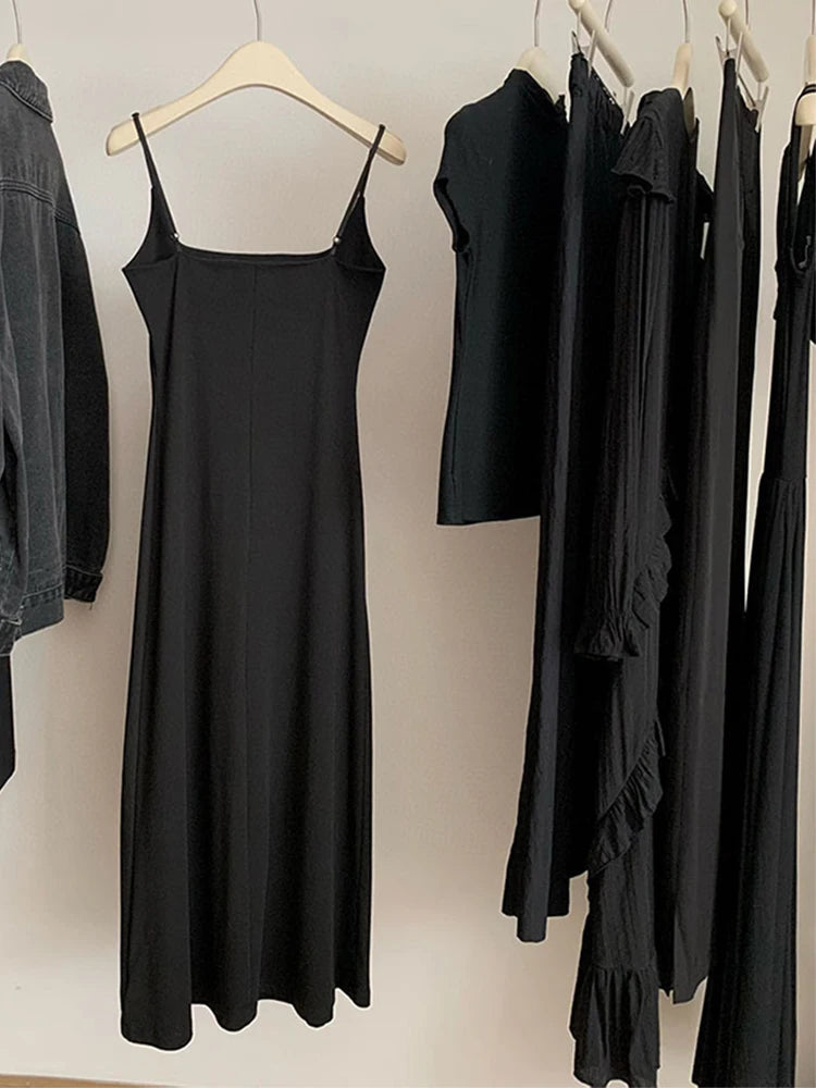 Women Sleeveless Spaghetti Strap Dress Solid Color - Image 2