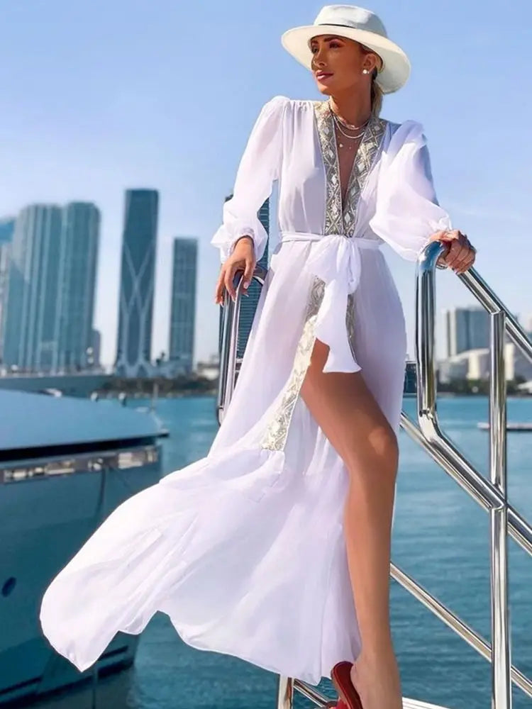 Crochet White Beach Cover Up Dress - Image 6