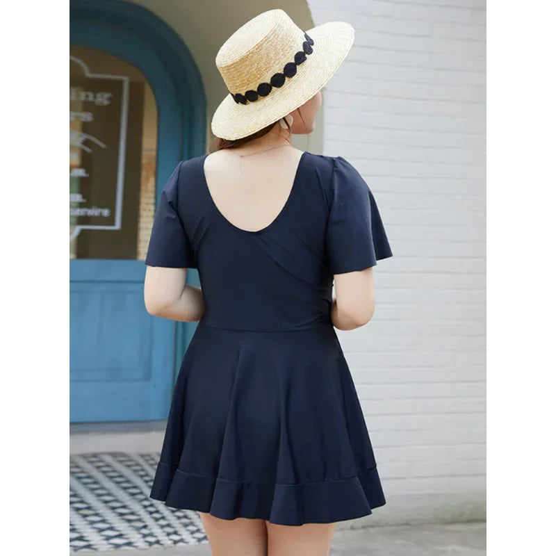 Swimwear Ladies Korea New Big Size V-neck Swimsuit - Image 3