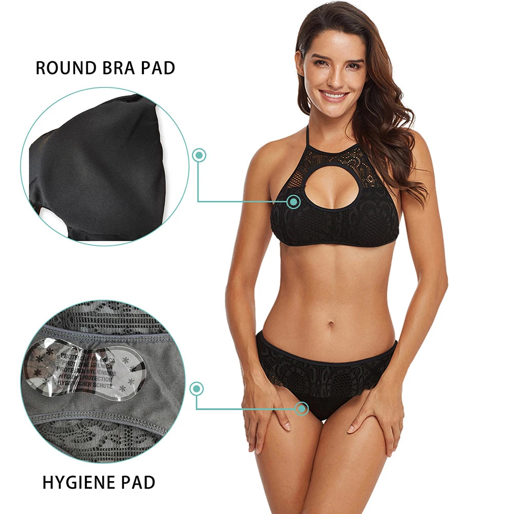 Elegant Black Lace 2-Piece Bikini Set - Image 3