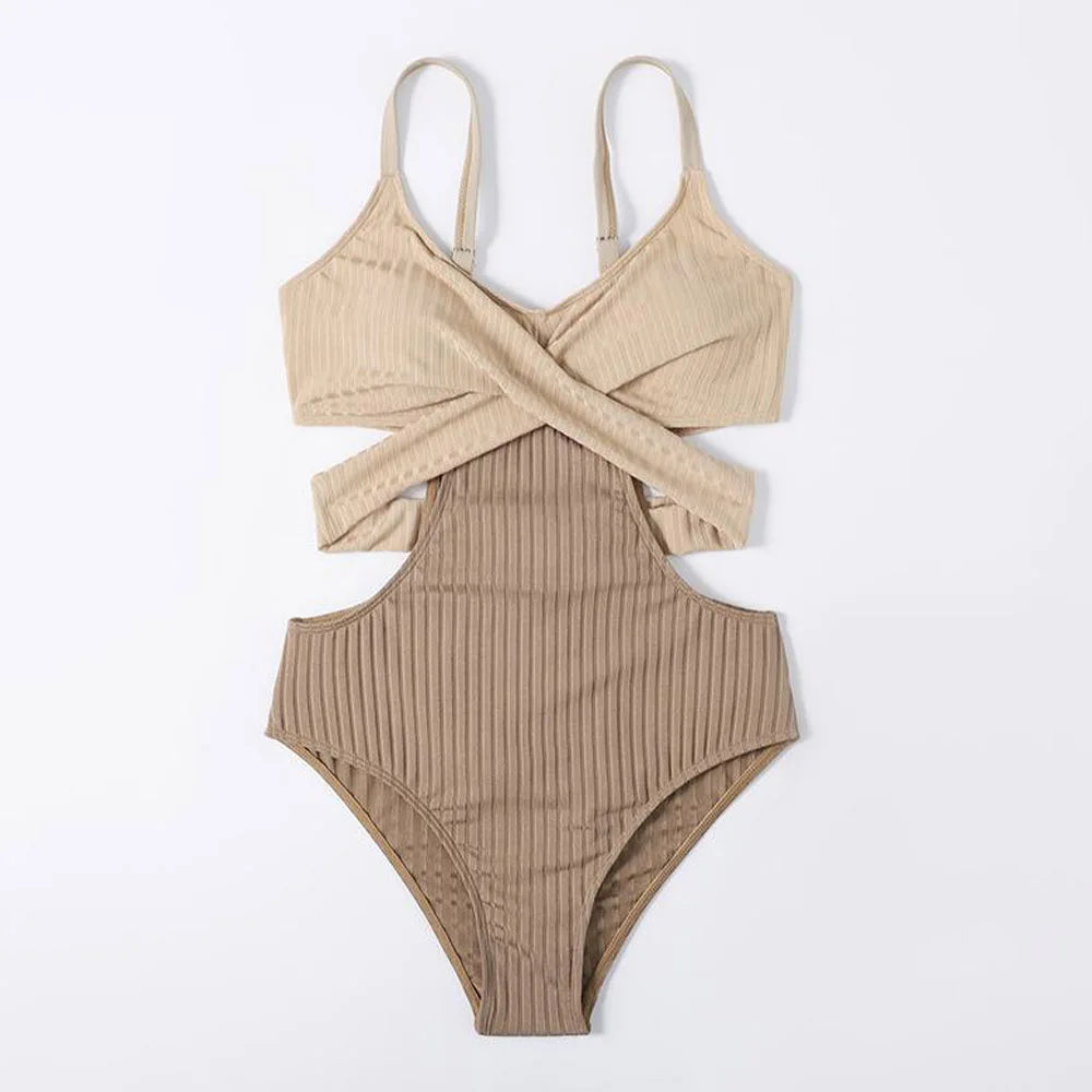 Solid Patchwork Strapped Swimwear Women Sexy - Image 2