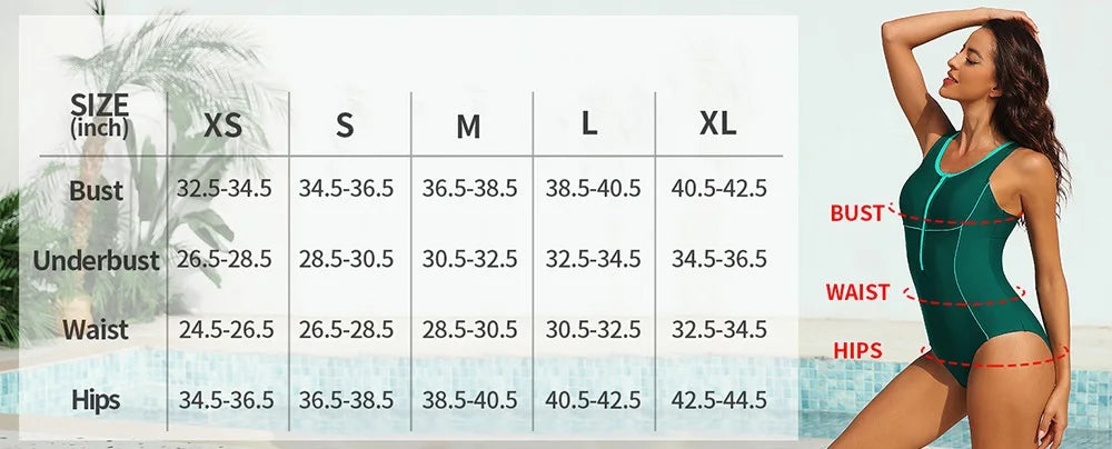 Women's Front Zipper Sports Swimsuit - Image 5