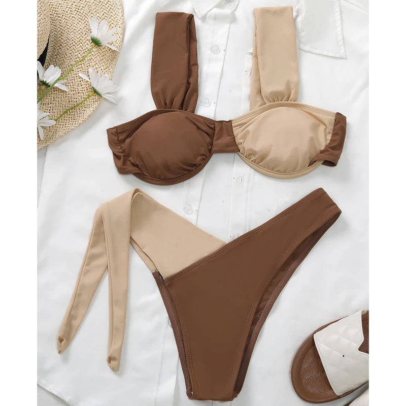 Women Swimsuits Bondage Patchwork 2 Piece Swimsuit - Image 2